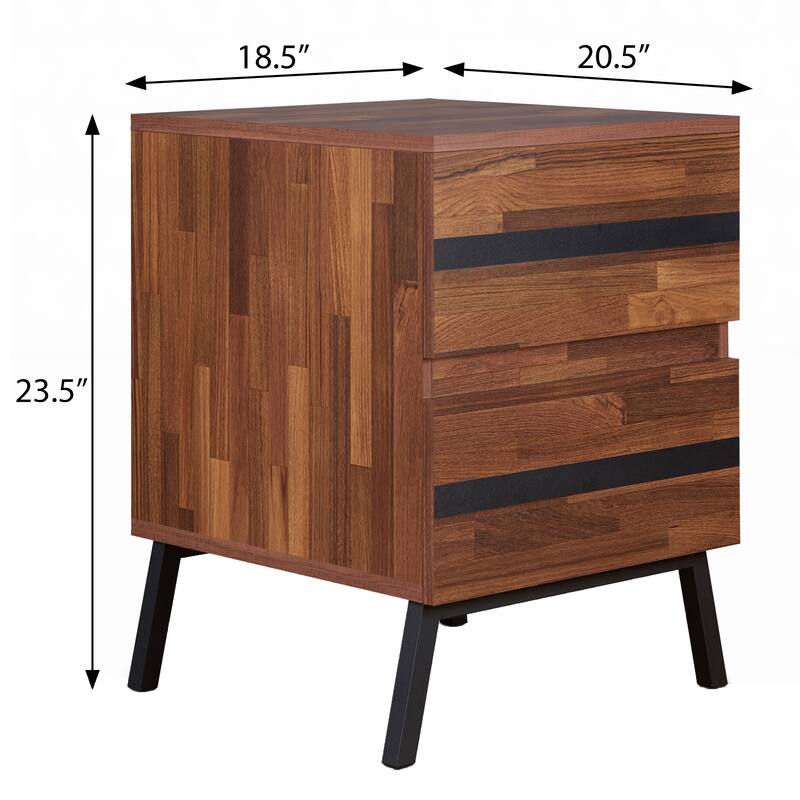 Modern 2-Drawer Nightstand with Safety Stop Feature and Manual Close Mechanism
