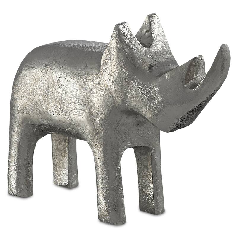 Currey & Company Kano Silver Large Rhino