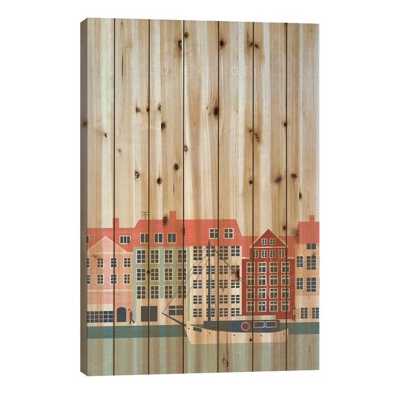 Copenhagen Print On Wood by Katinka Reinke - Multi-Color - 26x18x1.5