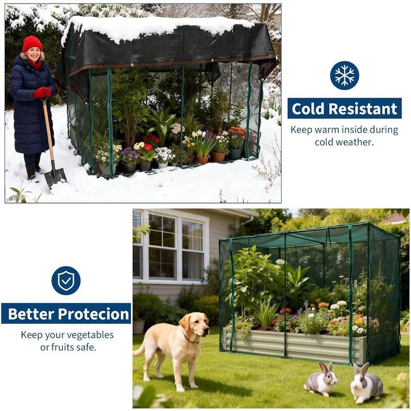 8X4x1Ft Galvanized Planter Garden Box, Raised Garden Bed with Cover