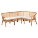 preview thumbnail 1 of 7, Adede 2-Piece Natural Rattan Corner Bench Set - Handwoven Wicker L-Shaped Dining Nook Seating, Boho Coastal Set Light Honey