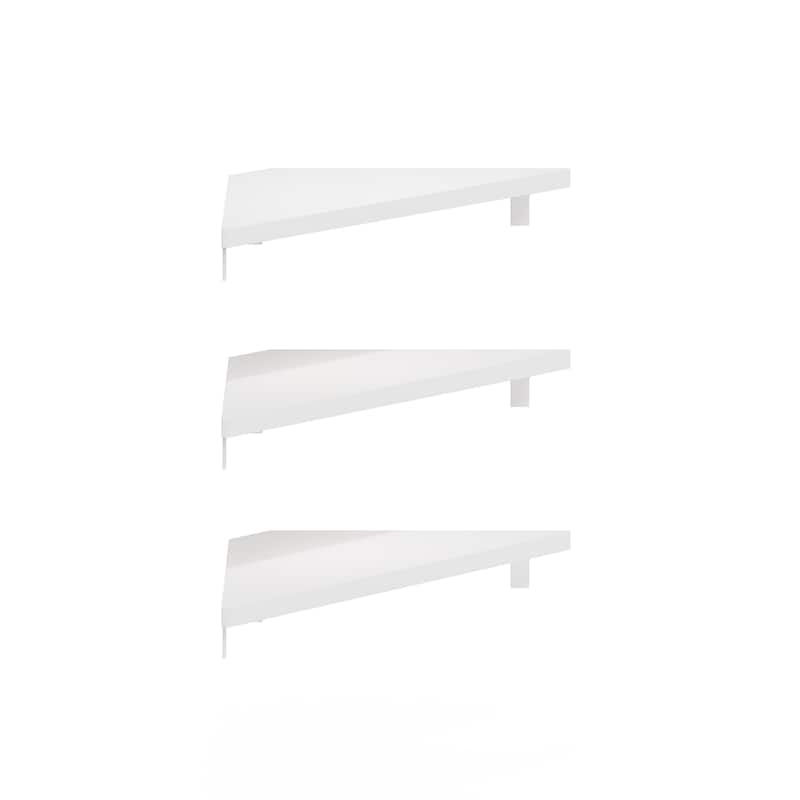 Furinno Rossi Triangle Corner Floating Shelves, Wall Mount Display Shelf, White, Set of 3