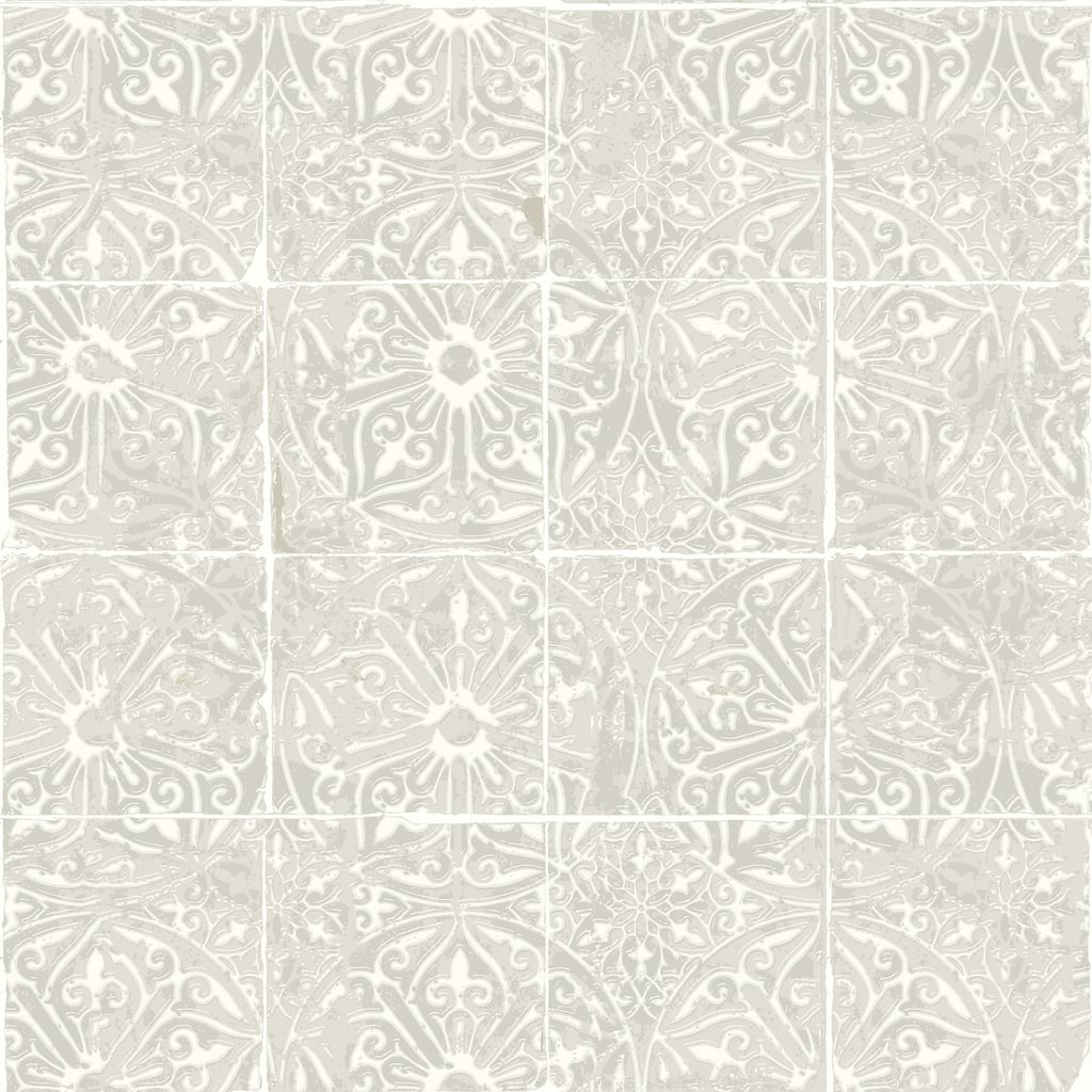 NuWallpaper Grey Provincial Tile Peel and Stick Wallpaper