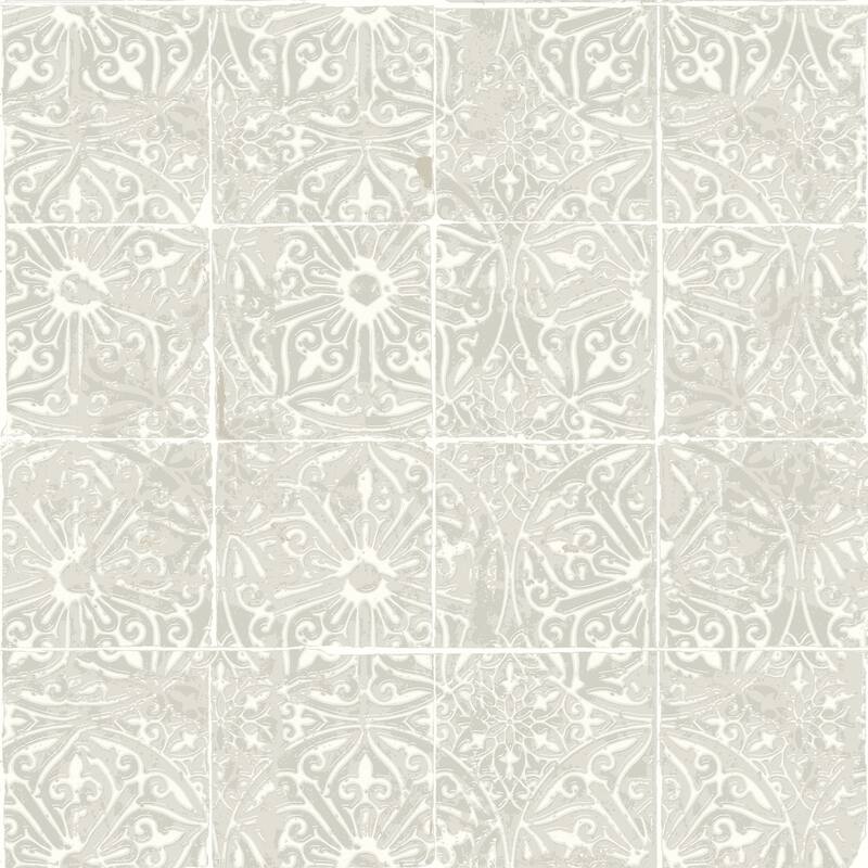 NuWallpaper Grey Provincial Tile Peel and Stick Wallpaper