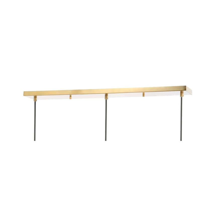 Eugenio 3-Light 35" Adjustable Iron/Glass Retro Hurricane Triple Linear LED Pendant, Brass Gold by JONATHAN Y