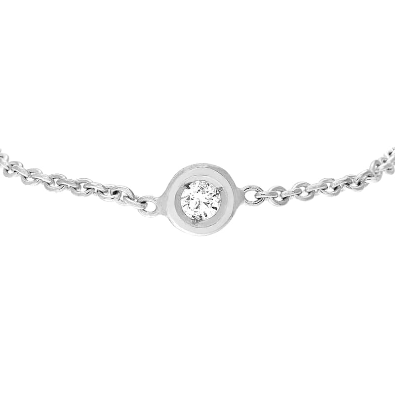 Marquee Jewels 14K Solid White Gold Bezel Set Natural Diamond Chain Ring