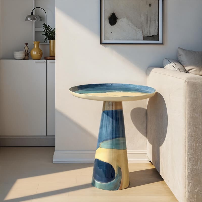 Mosaic Enameled Metal Table