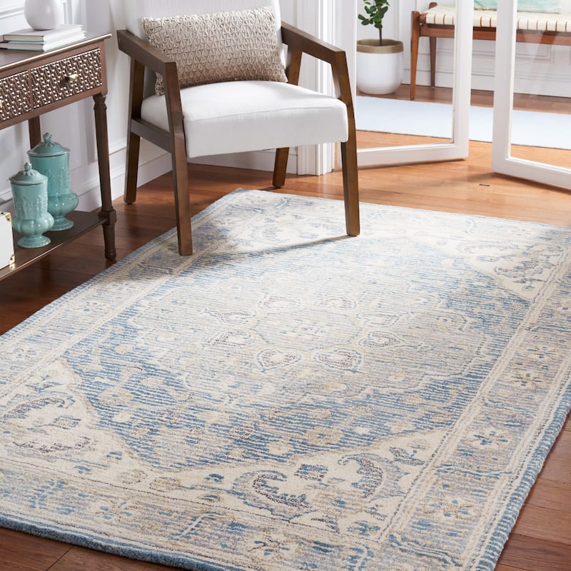 SAFAVIEH Handmade Metro Katli Oriental Wool Rug - 4' x 6' - Blue/Ivory