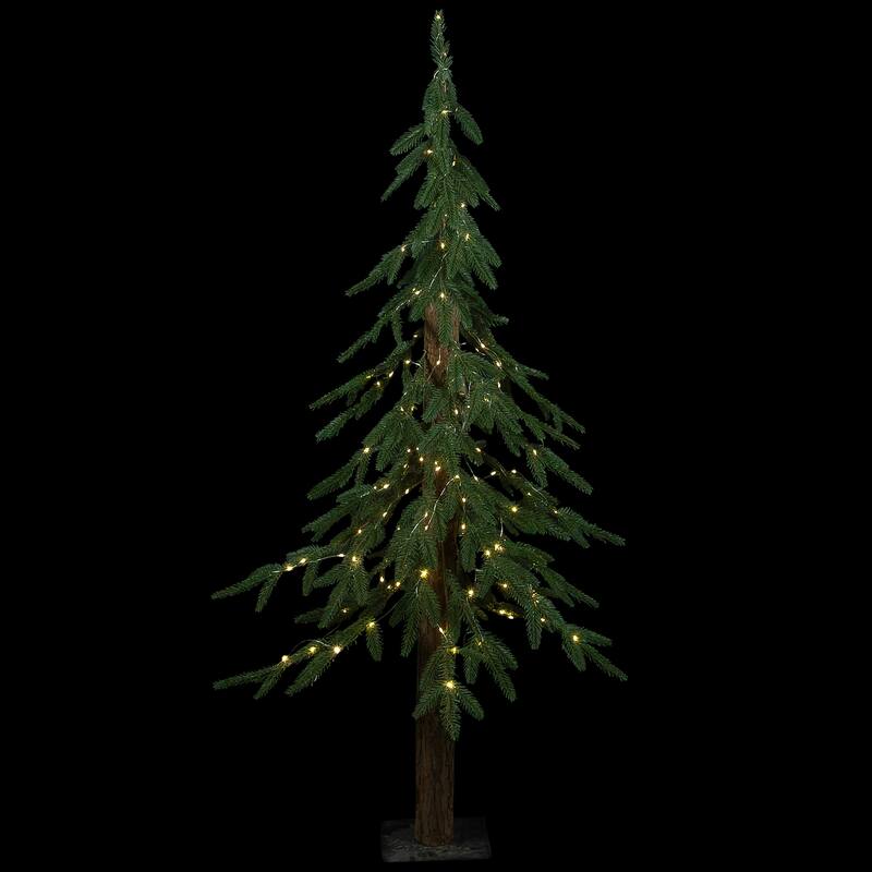 Pre-Lit Medium Alpine Artificial Christmas Tree - 4' - Clear LED Lights - 4 Foot