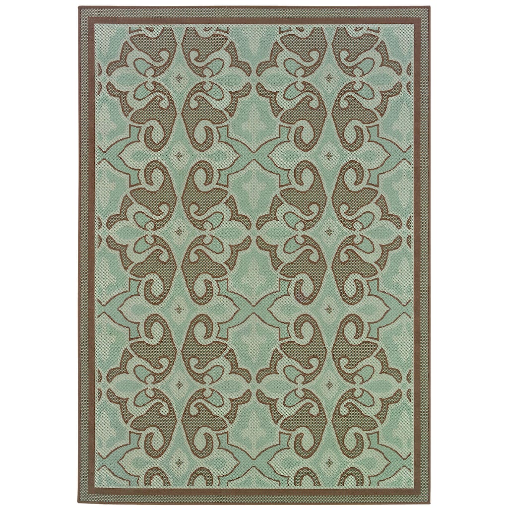 Murfreesboro Blue Brown Abstract Oriental Outdoor Casual Area Rug