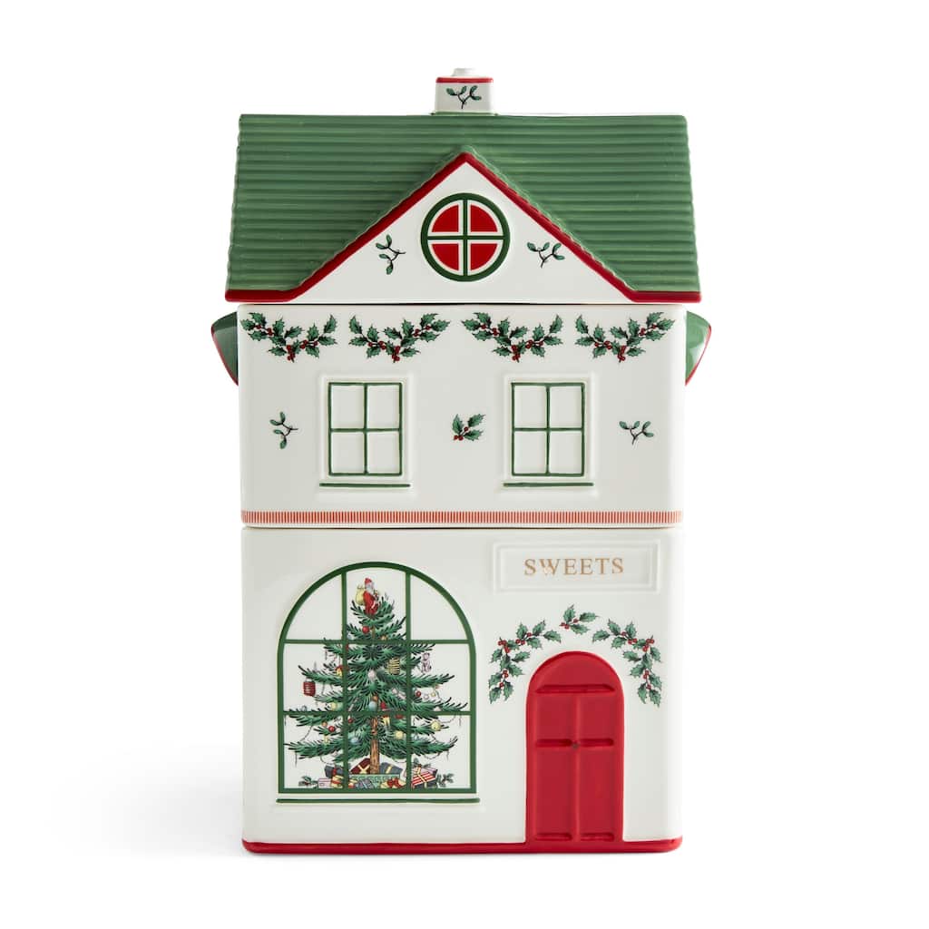 Spode Christmas Village Canister - 10.6" H x 5.9" L x 7.3" W