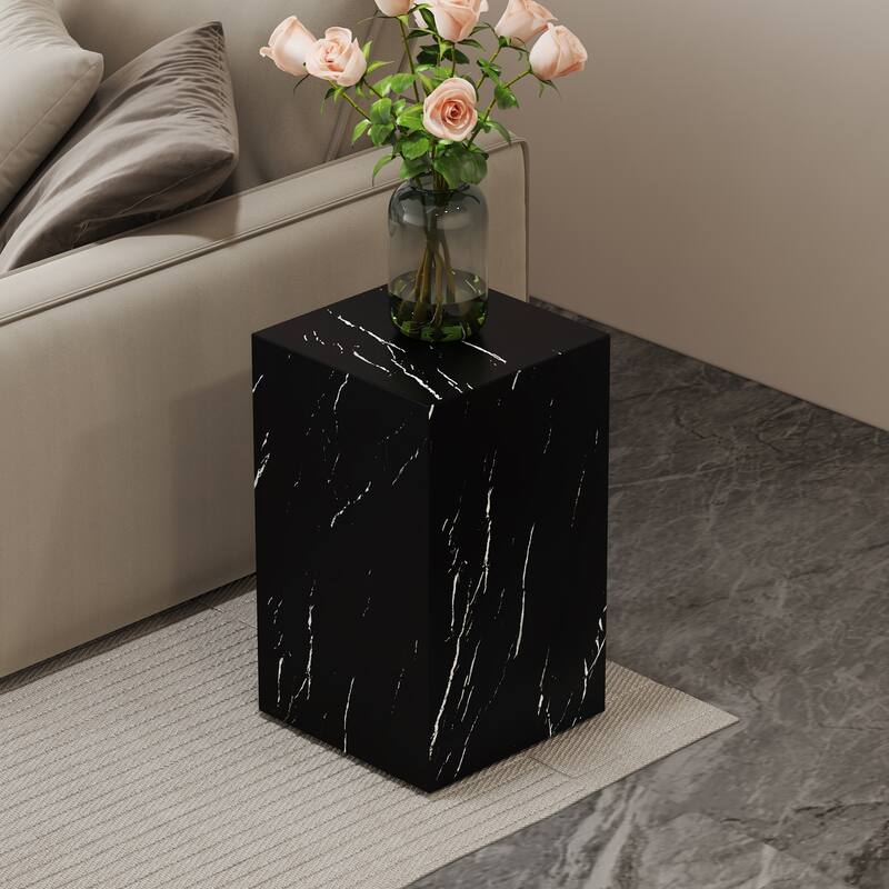 Modern Stylish Coffee Table Rectangular Coffee Table with Black Marble Texture Sticker, for Living Room - Black