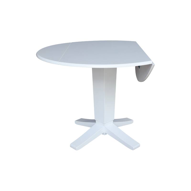 42 in Solid Wood Round Dual Drop Leaf Pedestal Dining Table