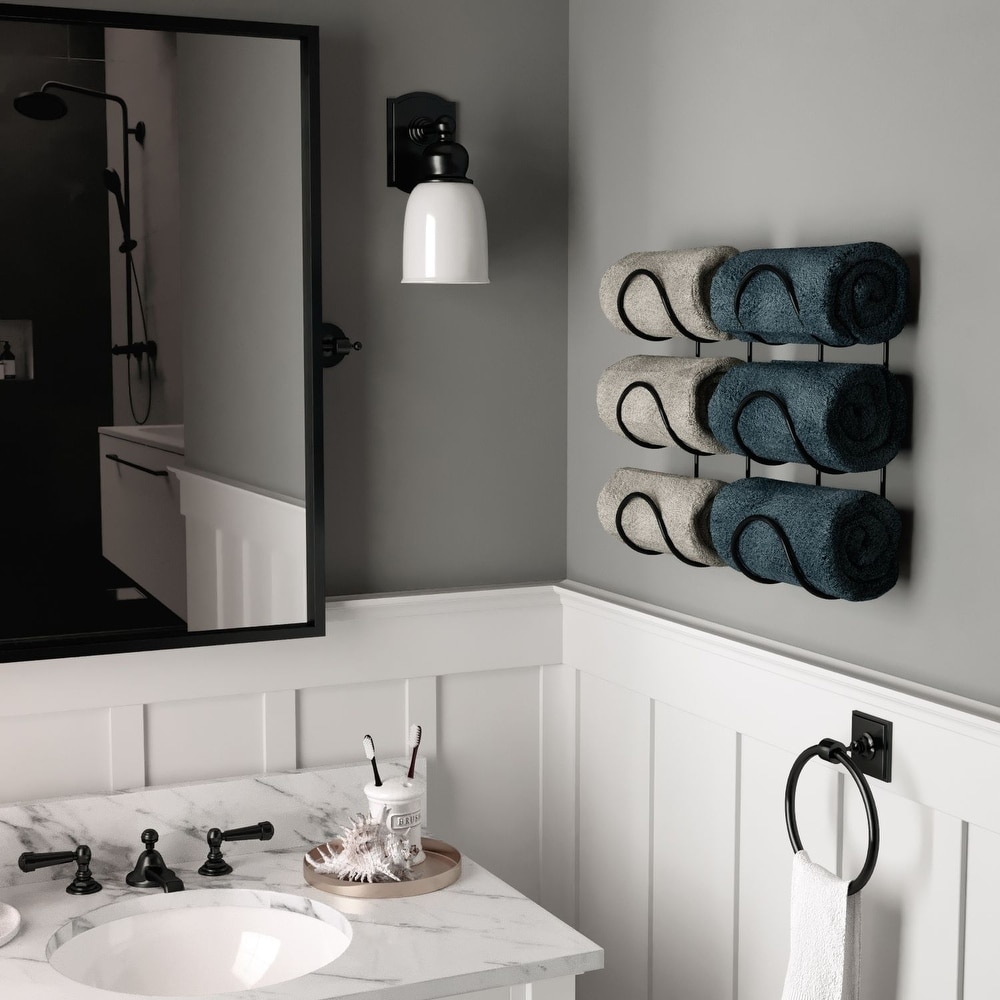 Matt Black Bathroom Hardware Set Towel Shelf Wall Mounted Towel Rack - On  Sale - Bed Bath & Beyond - 31969932