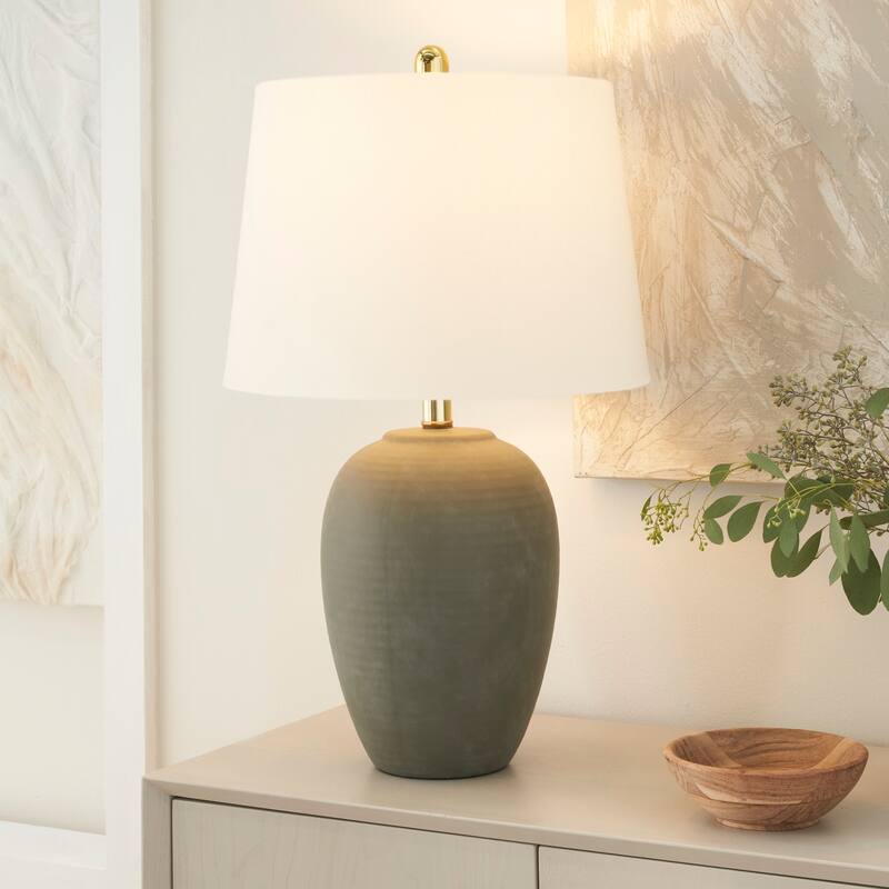 Nourison 23" Unglazed Ceramic Jar Table Lamp