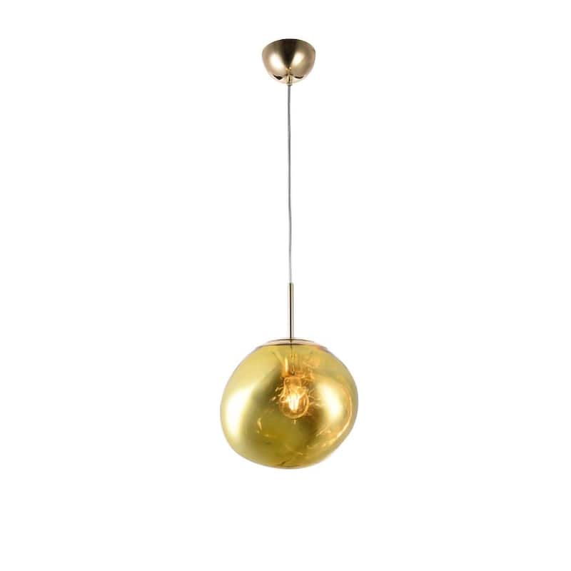 1-Light Gold Singe Pendant With A Gold ORB Acrylic Shade