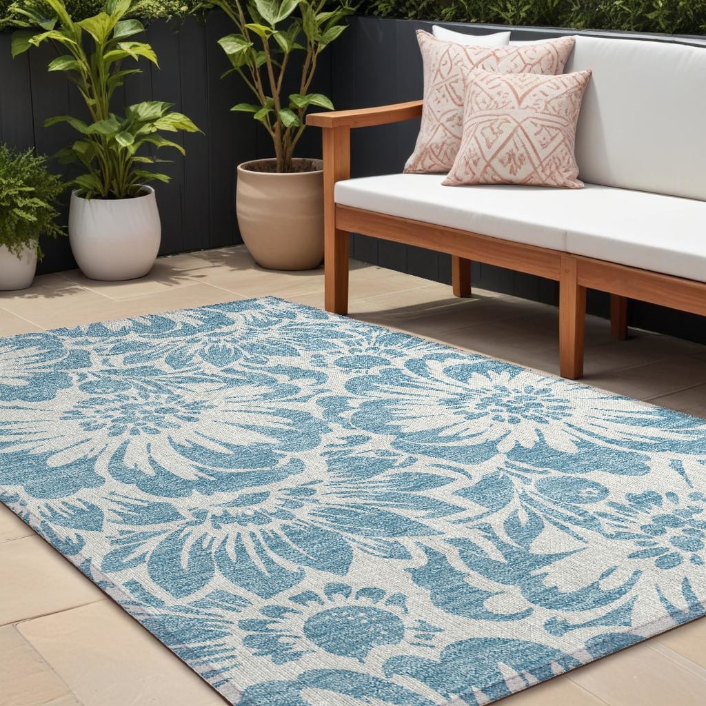 Alnane Botanic Elegance Weather Resistant Classic Meets Modern Outdoor Rug