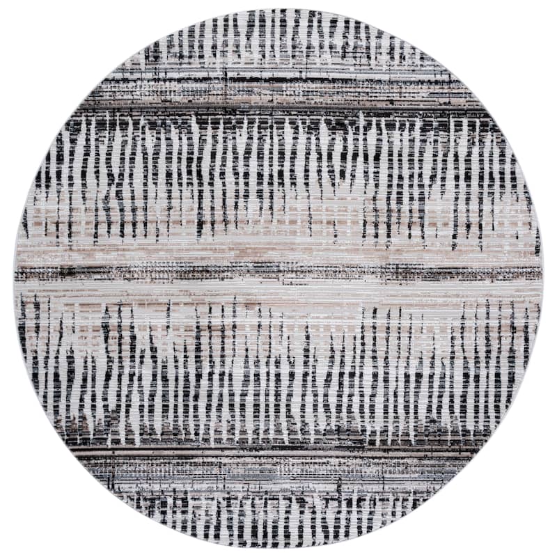 SAFAVIEH Mila Izola Modern & Contemporary Rug - 6'7" Round - Beige/Ivory Black
