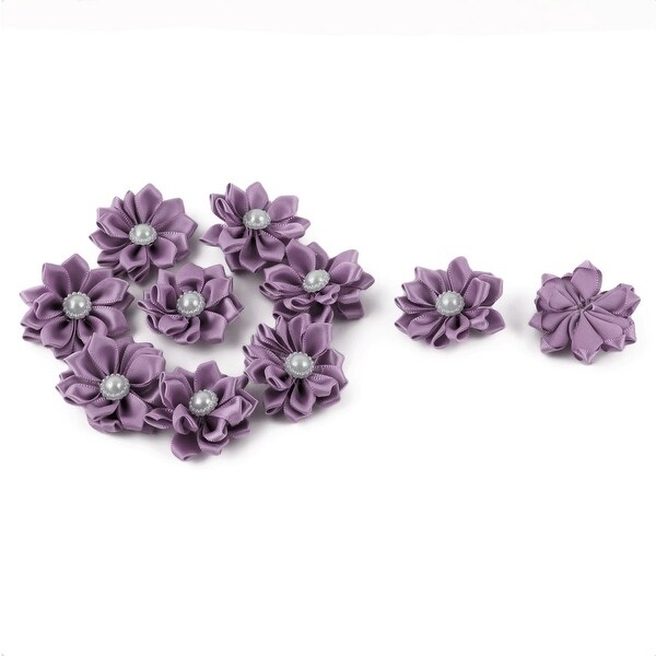 Satin Handmade Wedding Ornament Ribbon Flower Light Purple 40 x 40mm 10pcs
