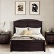 preview thumbnail 4 of 30, Farmhouse Wooden Platform Full Size Bed With Curl Design Headboard And Footboard For Teenager, Espresso