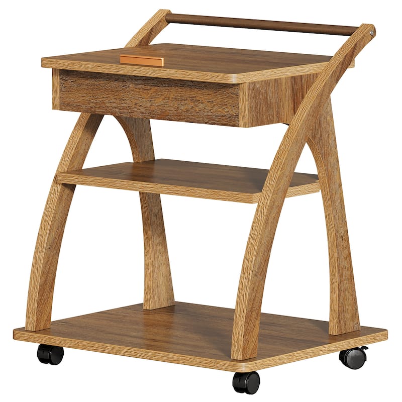End Table with Wheels, Side Table for Couch with Adjustable Tabletop