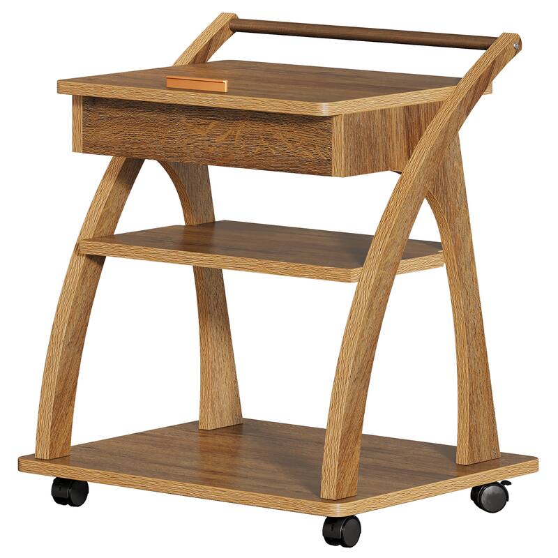 Side Table with Wheels, End Table for Couch with Adjustable Tabletop