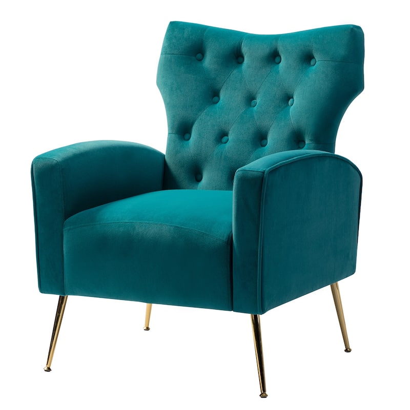 Abadiana Accent Tufted Chair with Metal Base by HULALA HOME
