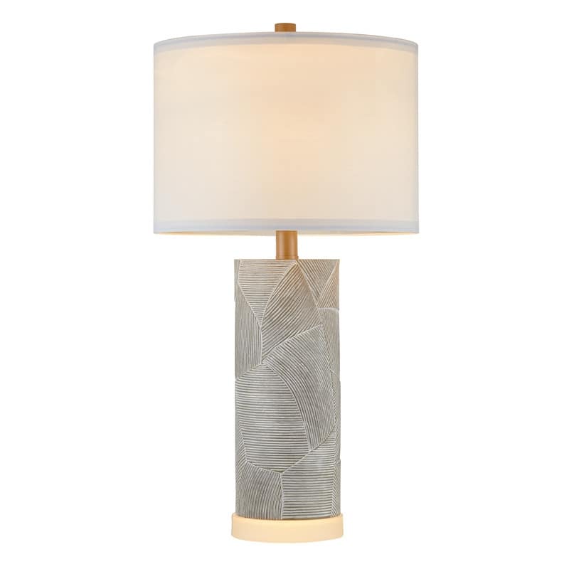 KAWOTI 23.25 inch Grey with Distressed White Table Lamp Set with Bulbs
