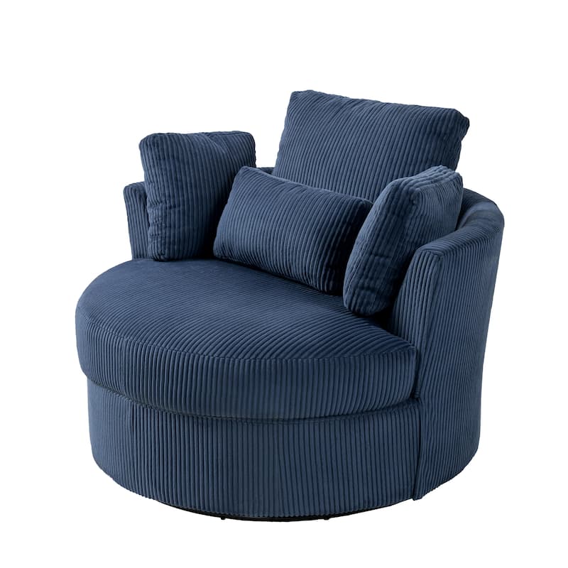 Indoor Corduroy Swivel Chair with Pillows