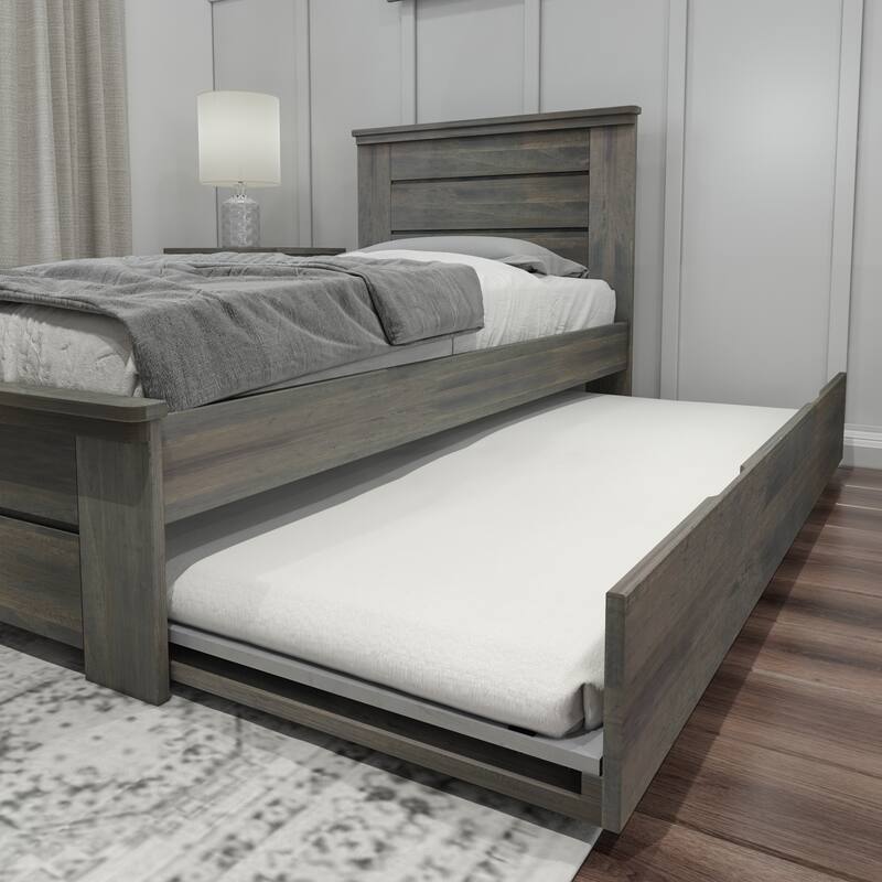 Max and Lily Farmhouse Twin Bed with Panel Headboard with Trundle