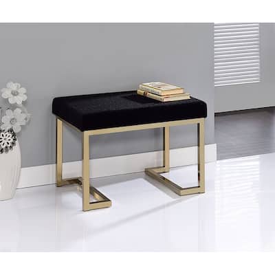 Demartini Black and Champagne Ottoman with C Metal Base