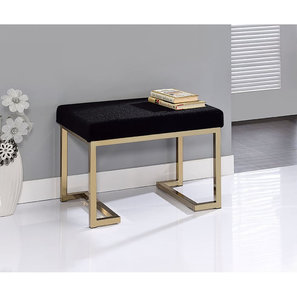 Demartini Black and Champagne Ottoman with C Metal Base