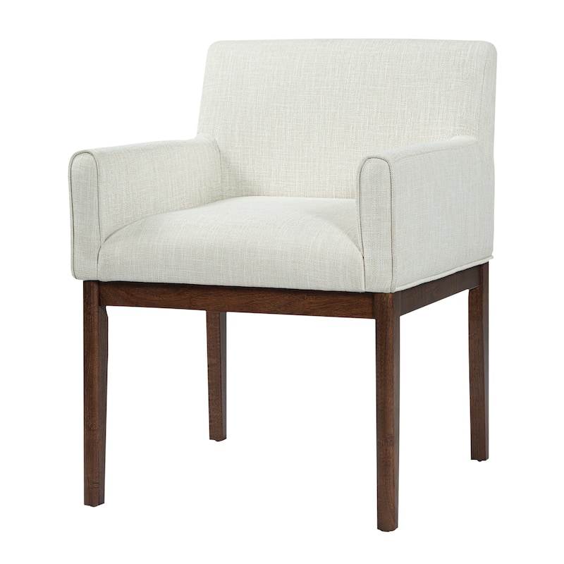 Christopher Knight Home - Elara Modern Upholstered Dining Arm Chair with Rubberwood Legs - Fabric Padded Seat