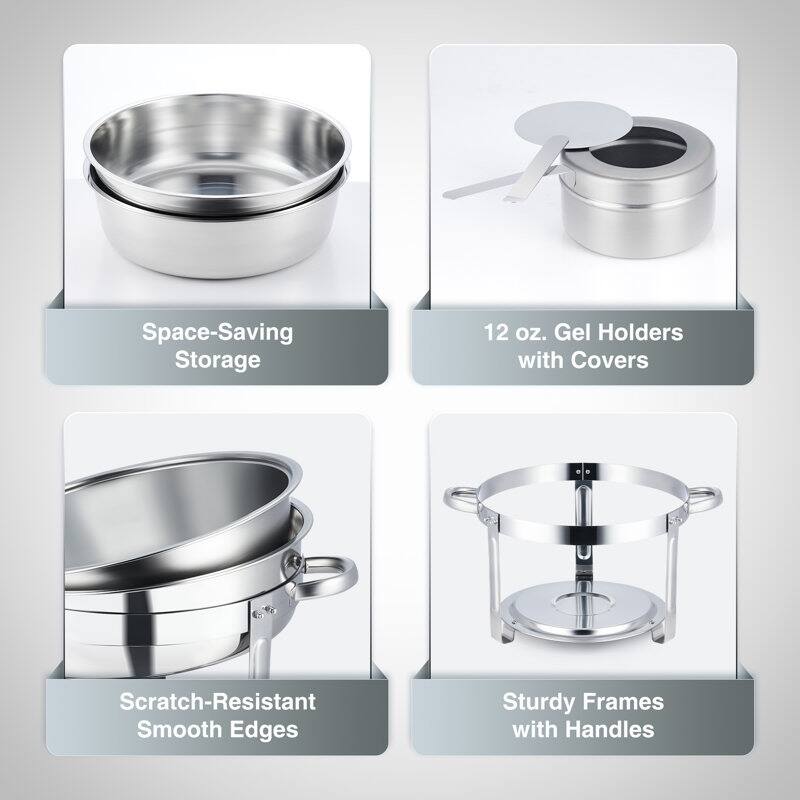 2 Packs Stainless Steel 5 Quarts Round Chafing Dish On Sale Bed