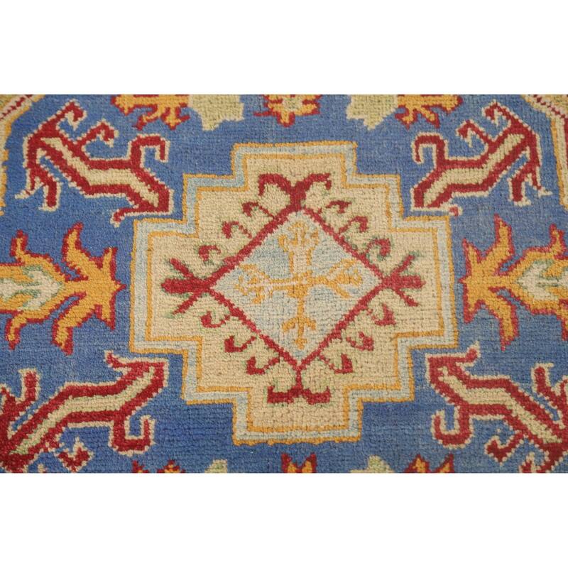 Geometric Kazak Rug Hand-Knotted Oriental Wool Carpet - 9'9"x 13'5"