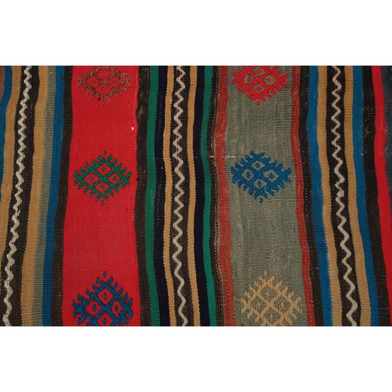 Hand Woven Oriental 100% Wool Carpet Southwestern Tribal Multi-Colored Kilim Area Rug - 9' 0'' X 5' 2''