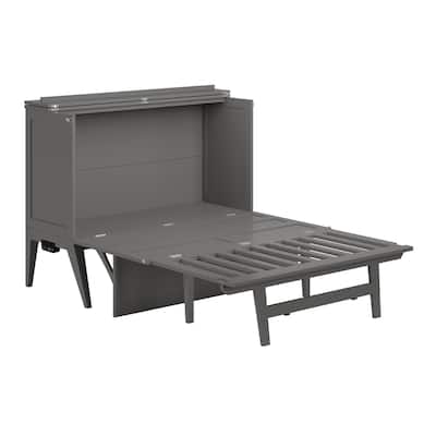 Murphy Bed Desk Full Size - Folding Bed with Memory Foam Mattress & USB - Grey Home Office Space Saver