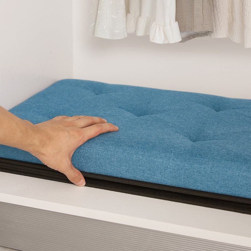 Javlergo 15" Premium Linen Fabric Storage Ottoman with Fast Folding Design Multi-Functional Ottoman Bench for Living Room