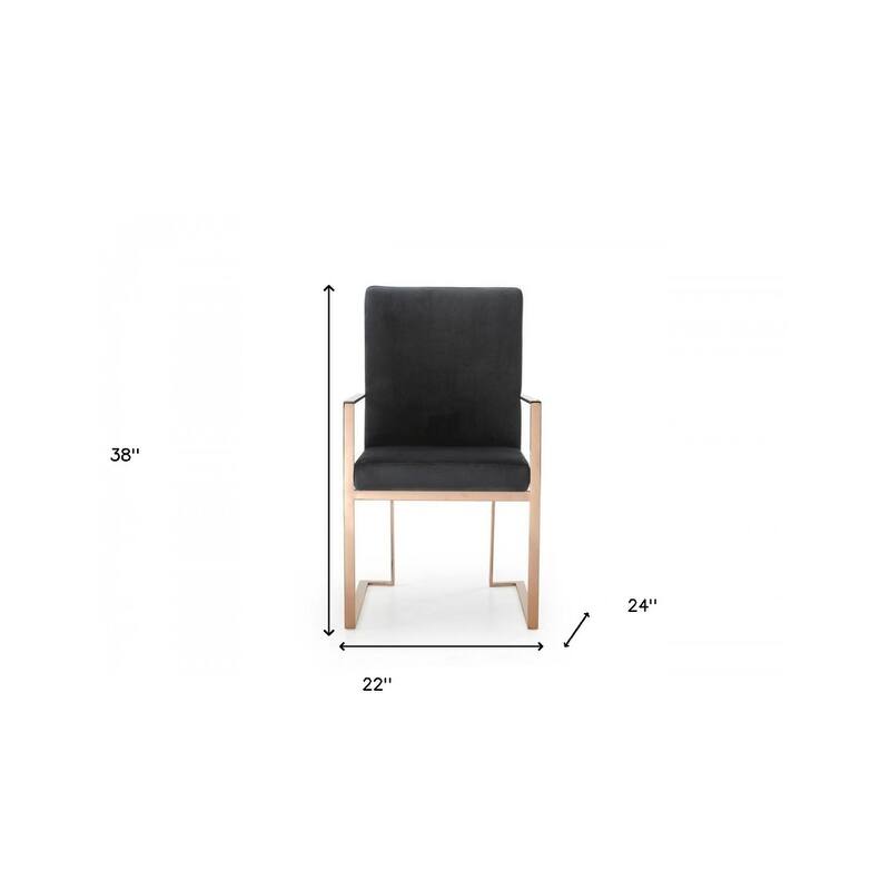 HomeRoots Black And Gold Upholstered Fabric Dining Arm Chair