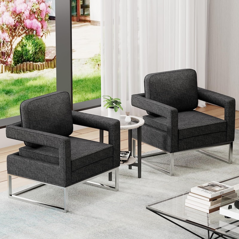 Modern Arm Accent Chair, Mid Century Living Room Chair Upholstered Lounge Chair