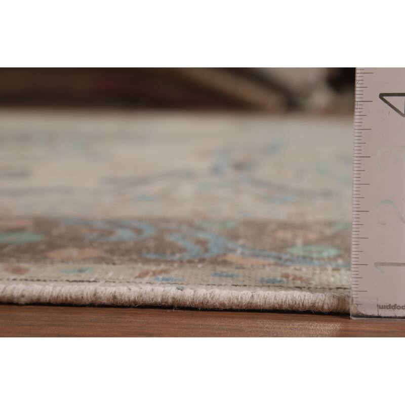 Traditional Tabriz Persian Rug Handmade Oriental Beige Wool Carpet - 8'11"x 11'3"