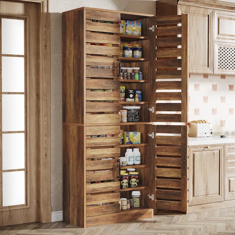 70.8" Kitchen Pantry Cabinet, 9-Tier Kitchen Storage Cabinet, Farmhouse Storage Cabinet for Dining Room