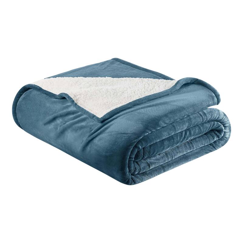 Linery & Co. Velvet Plush Reversible Sherpa Bed Blanket