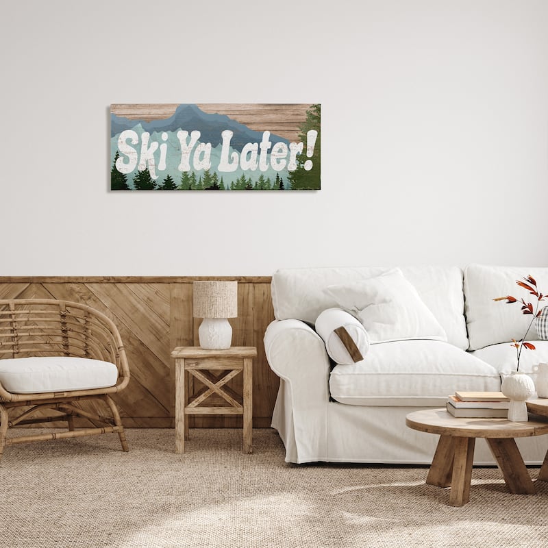 Stupell Ski Ya Later Sports Pun Rustic Mountain Forest Canvas Wall Art - Multi-Color