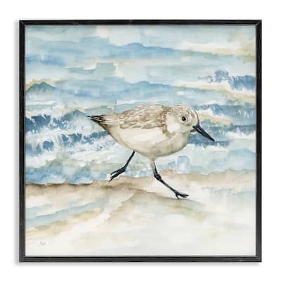 Stupell Sandpiper Striding Shore Framed Giclee Art Design By Nan