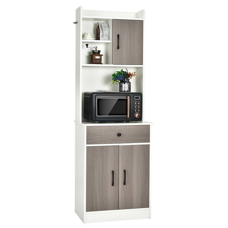 Gymax 3-Door 71'' Kitchen Buffet Pantry Storage Cabinet w/Hutch - See Details - White