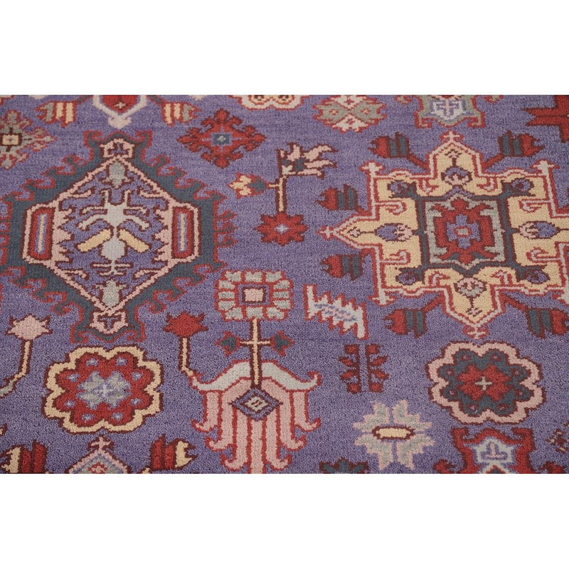 Geometric Oushak Oriental Foyer Rug Hand-Knotted Wool Carpet - 4'0" x 5'11"