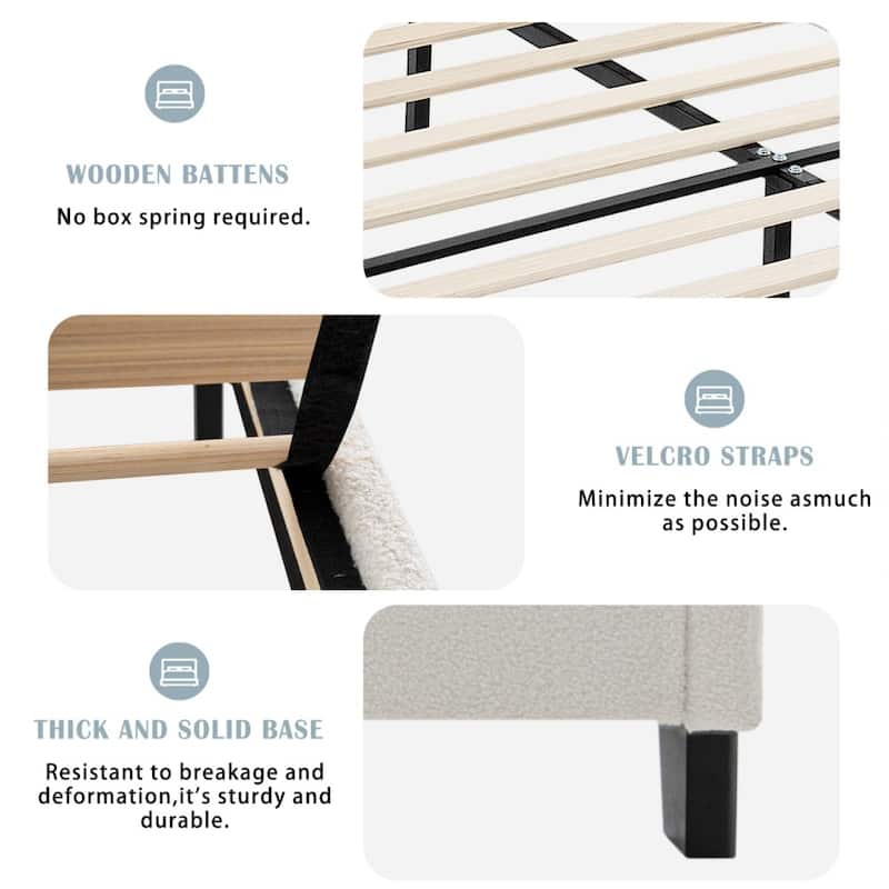 Bed Frame with 49.21"High Back Upholstered Headboard and 27.17" High Footboard