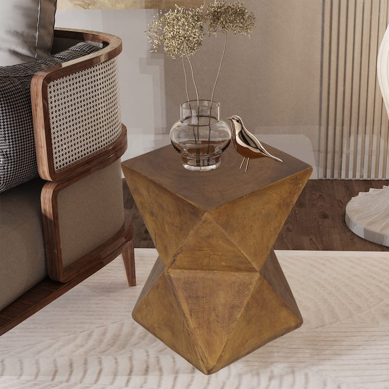 Large Lightweight Concrete Accent Sofa Side End Table Outdoor Indoor - N/A - Brown