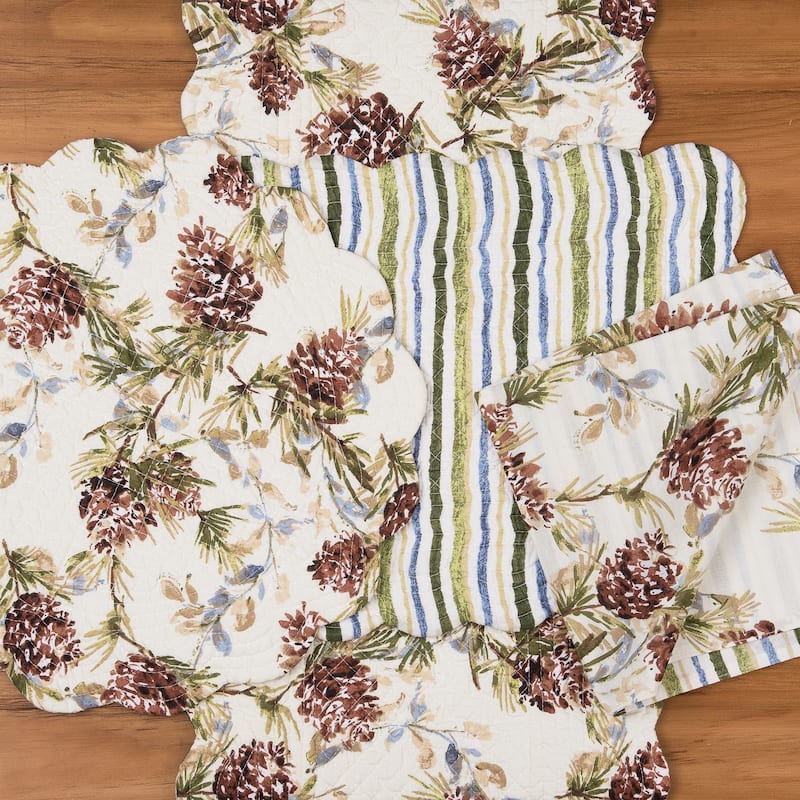 Cooper Pines Cotton Quilted Round Reversible Placemat Set of 6 - Set of 6